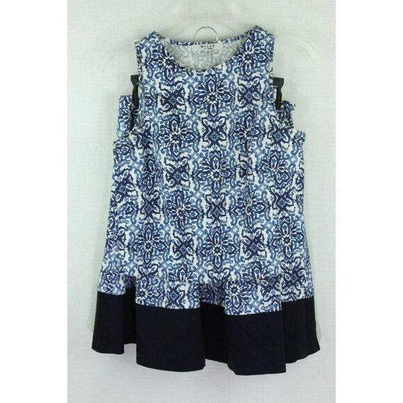 Milly Skirt Set Women's Small XS 2 Pc Cotton Floral Print Blue